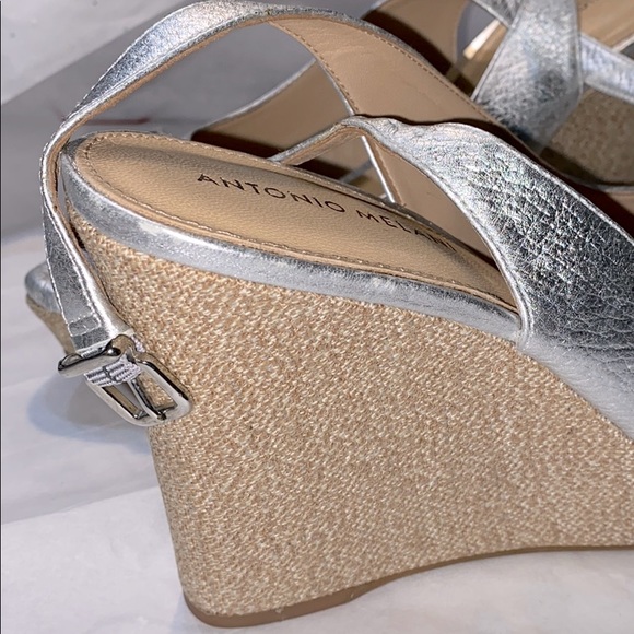 Antonio Melani women’s leather metallic wedges New - Picture 7 of 10